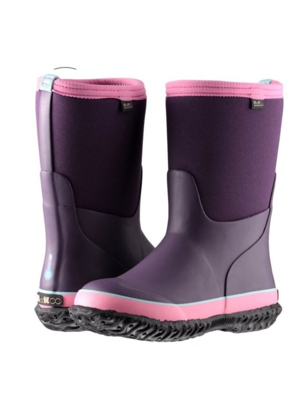 MCIKCC Kids Waterproof Rubber Rain/Snow Boots Purple/Pink Size 7 NEW